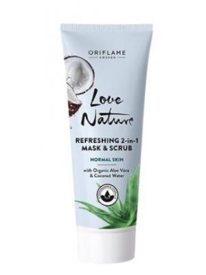 ORIFLAME TREAT Refreshing 2-in-1 Mask & Scrub with Organic Aloe Vera & Coconut Water 75 ML
