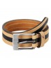 Fastrack Beige Single-Sided Leather Belt with Matt Black Finish Pin Buckle for