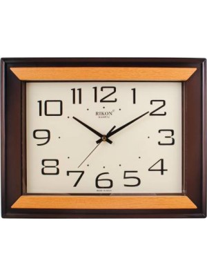 RIKON Analog 26 cm X 32 cm Wall Clock  (Brown, With Glass)