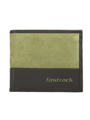 Fastrack Green Leather Bifold Wallet for Guys-C0402LGR01