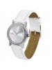 Maxima Analog Silver Dial  Watch & White Leather Strap For Women-25638LMLI