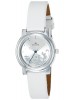 Maxima Analog Silver Dial Watch & White Leather Strap For Women-41314LMLI