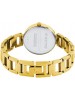 Maxima Analog White Dial Watch & Golden Stainless Steel Strap for Women-55854BMLY