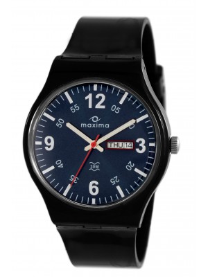 Maxima Aqua Day-Date Blue Dial Watch & Fiber Strap for Men-39348PPGW