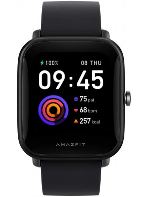 Amazfit Bip U Smart Watch, SpO2 & Stress Monitor, 1.43" HD Color Display, 60+ Sports Modes, Breathing Training, 50+ Watch Faces (Black)