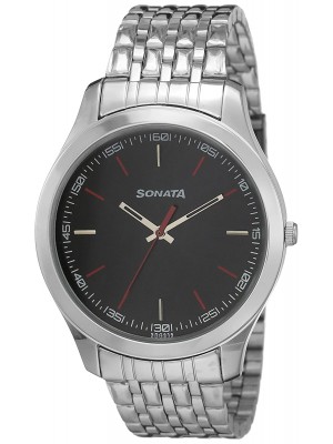 Sonata Analog Silver Dial Men's Watch-77063SM04