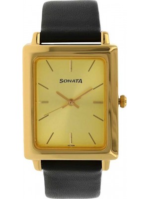 Sonata Analog Champagne Dial Men's Watch-NH7078YL02C