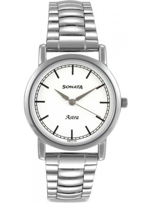 Sonata Analog White Dial Men's Watch-NL77049SM02