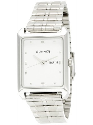 Sonata Analog White Dial Men's Watch -NK7007SM01