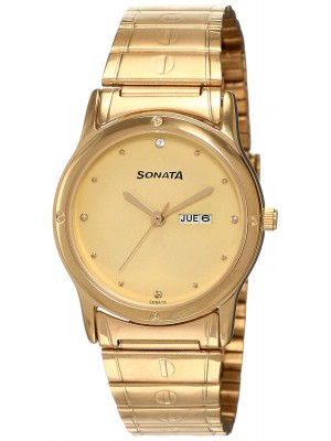 Sonata Classic Analog Gold Dial Men's Watch -NL7023YM09