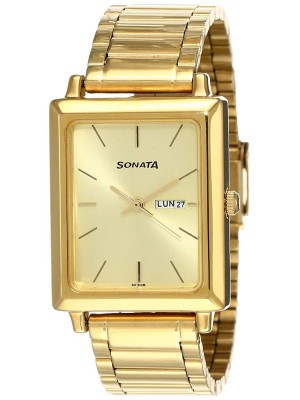 Sonata Analog Gold Dial Men's Watch -NL7078YM04