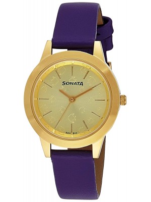 Sonata Splash Analog Champagne Dial Women's Watch-87019YL04