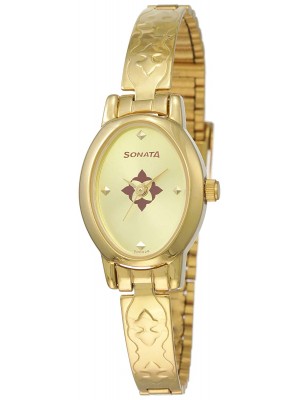 Sonata Analog Gold Dial Women's Watch -NL8100YM04