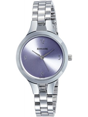 Sonata Steel Daisies Analog Purple Dial Women's Watch