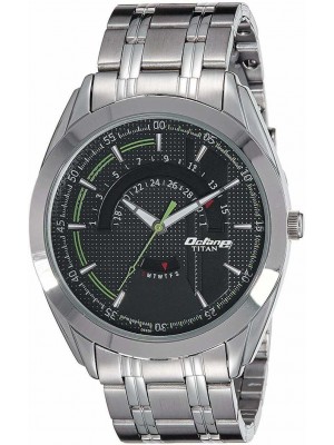 TITAN Octane Black Dial Analog Watch  with Day Function & Silver Stainless Steel Strap for Men-1582SM02