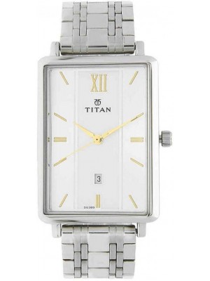 Titan Silver Dial Analog Watch with Date Function  & Stainless Steel Strap for Men-1738SM01