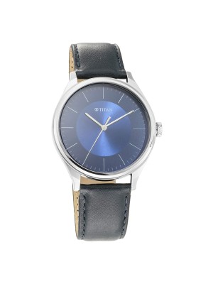 Titan Workwear Watch with Maroon Dial & Analog Function & Blue Leather Strap for Men-1802SL06