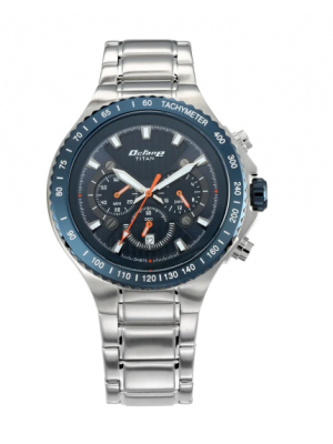 TITAN Octane Black Dial Chronograph Watch with Tachymeter & Stainless Steel Strap for Men-90092KM01