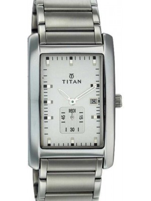 Titan Silver Dial Analog Watch with Date Function & Silver Stainless Steel Strap for Men-NH9280SM01