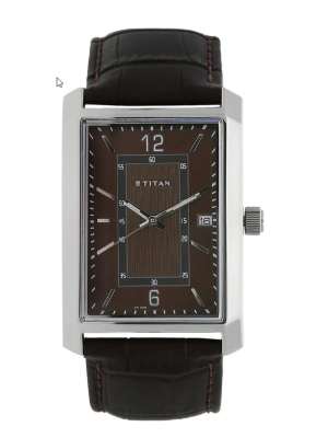 Titan Brown Dial Analog Watch with Date Function & Leather Strap for Men-NK1697SL02
