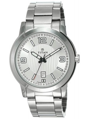 Titan Silver Dial Analog Watch & Stainless Steel Strap  for Men-NK1730SM01
