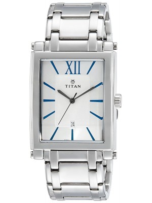 Titan Silver Dial Analog Watch with Date Function & Silver Metal Strap -NK9327SM01