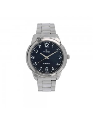 Titan Blue Dial Analog Watch & Silver Stainless Steel Strap for Men-NL1585SM05
