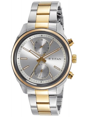 Titan Silver Dial Multifunction Watch & Dual Tone Stainless Steel Strap  for Men-NL1733BM01