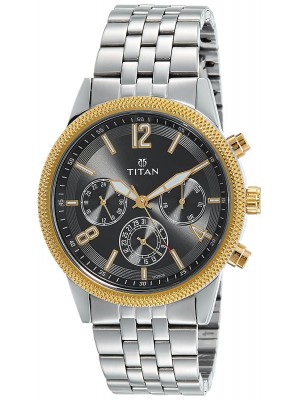 TITAN Watch with Multifunction & Anthracite Dial & Stainless Steel Strap for Men- NM1734BM01
