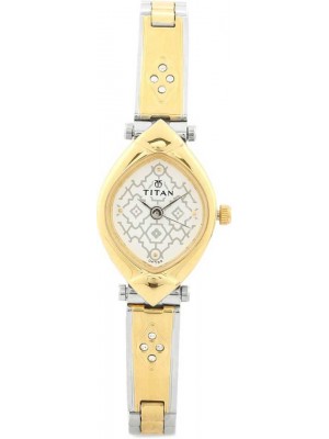 Titan White Dial Analog Watch & Two Toned Stainless Steel Strap for Women-2417BM01
