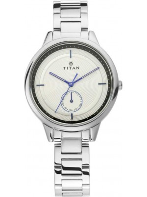 TITAN Silver Dial Watch With Silver Stainless Steel for Women-2617SM02