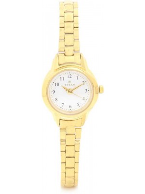 Titan Champagne Dial Analog Watch & Golden Stainless Steel Strap for Women-NH2401YM02