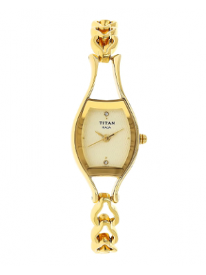 TITAN Raga Champagne Dial Analog Watch & Golden Metal Strap for Women-NJ2331YM02