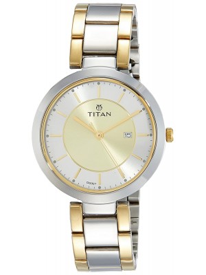 Titan Bicolour Gold Dial Analog Watch & Dual Tone Stainless Steel Strap for Women-NK2480BM02