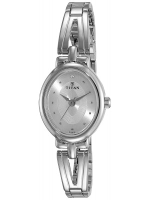 Titan Silver Dial Analog Watch & Silver Stainless Steel Strap for Women-NL2594SM01