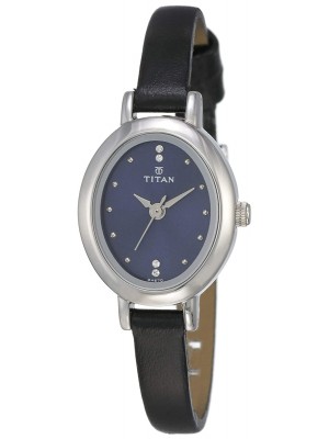 Titan Black Dial Analog Watch & Black Leather Strap  for Women-NL2599SL01