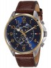 Tommy Hilfiger Blue Dial Multifunction Watch & Brown Leather Strap for Men- TH1791275J